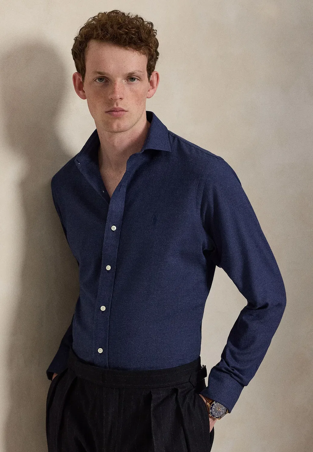 Рубашка из высококачественной саржи, сшитая на заказ - Camisa Polo Ralph Lauren, Spring Navy Heather