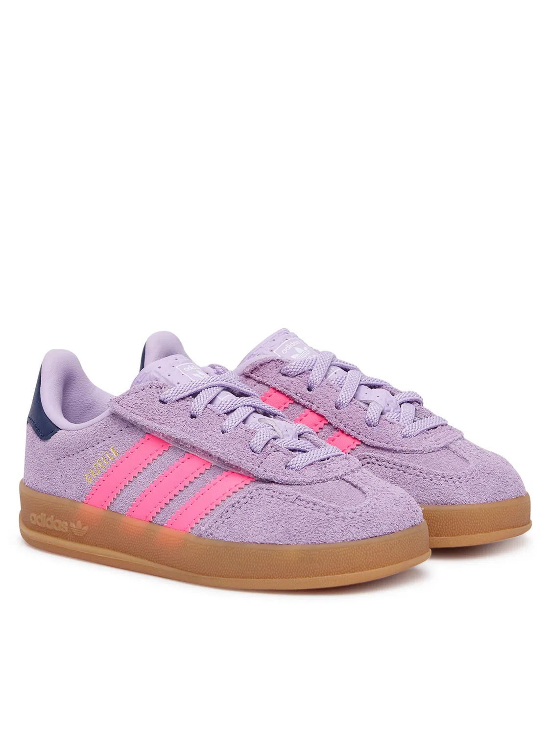 Кроссовки для девочки Gazelle Indoor Comfort Closure Elastic Lace Adidas, фиолетовый — фото 2