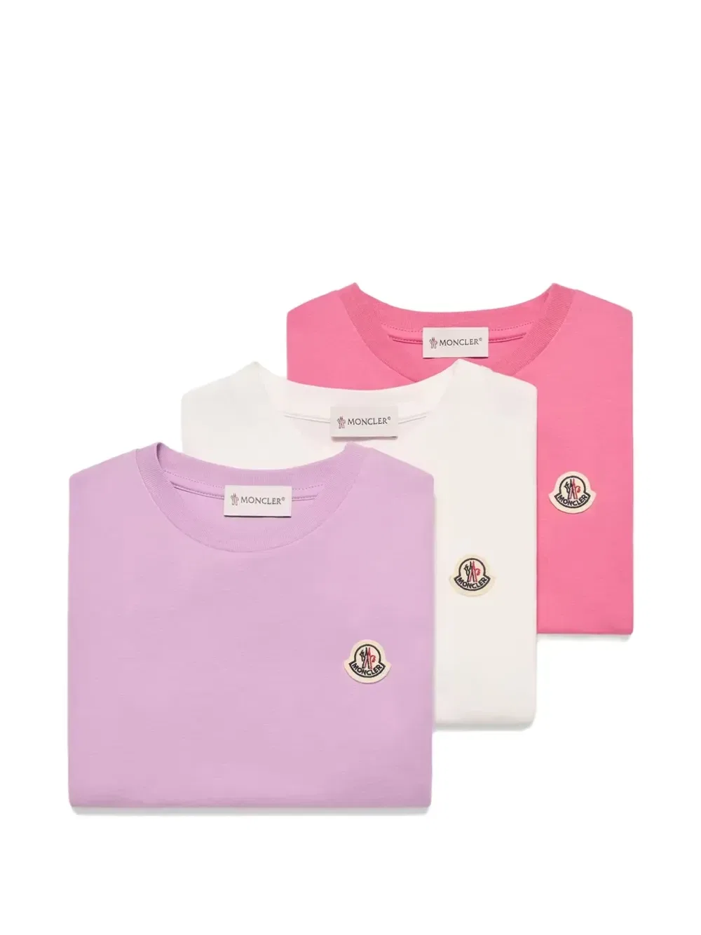 Футболки с нашивками с логотипом (набор из трех) Moncler Enfant, фиолетовый — фото 4