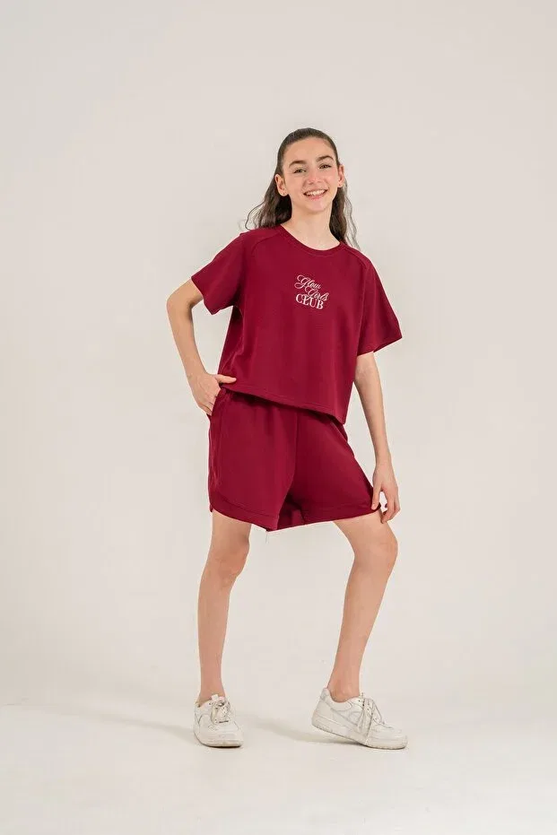 Детский комплект для девочек с вышивкой Glow girls club Mışıl Kids, Burgundy — фото 4