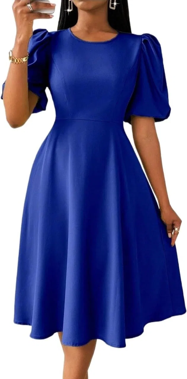 Женское платье A-силуэта с застежкой-молнией, Royal Blue