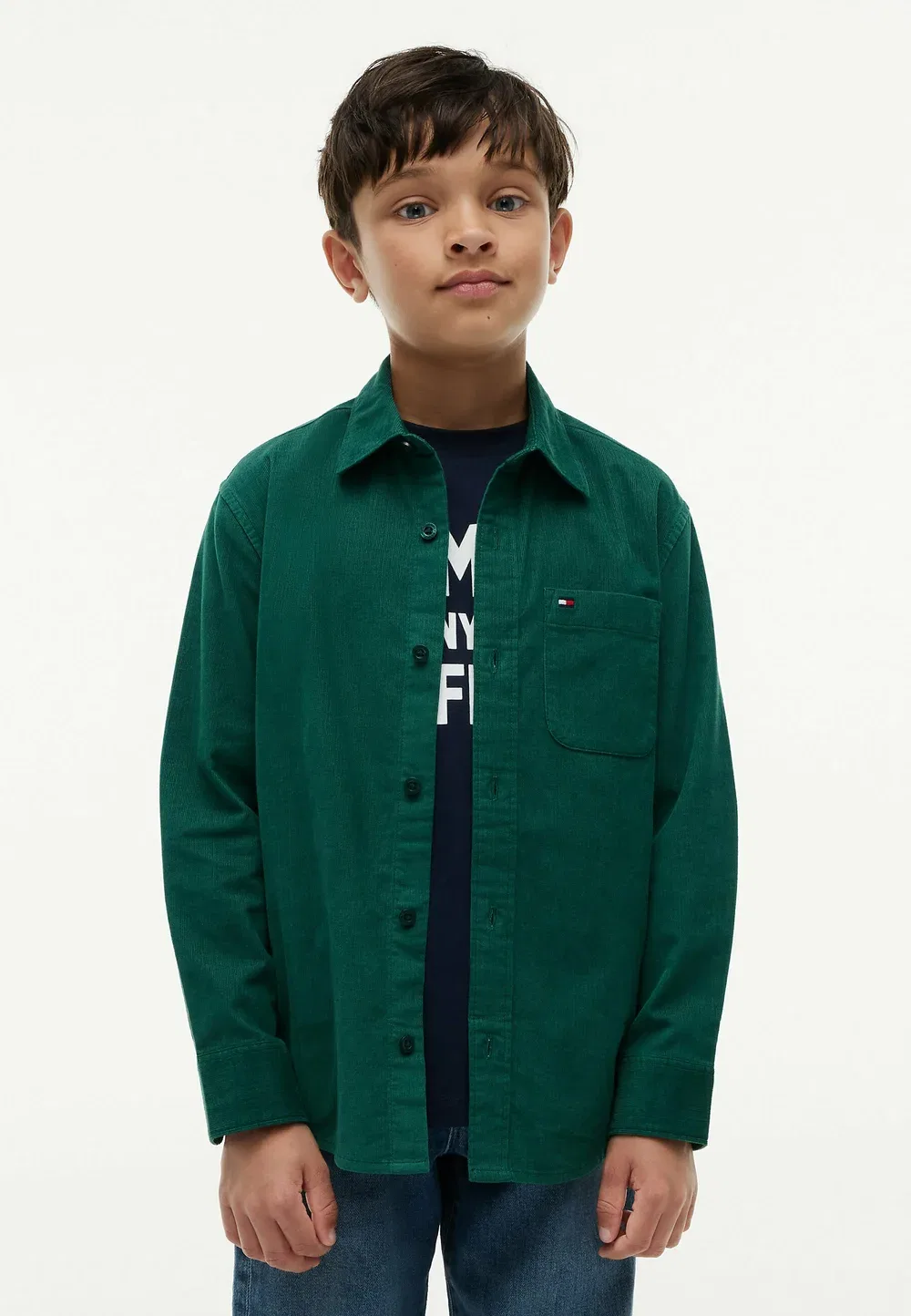 Рубашка из вельвета с накладными карманами стандартного кроя Tommy Hilfiger, Rural Green — фото 2