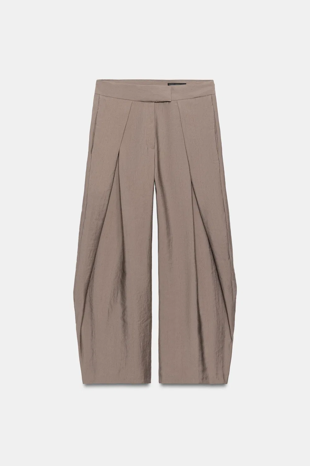 Брюки с широкими штанинами и складками из коллекции ZW ZARA, Brown/Taupe — фото 2