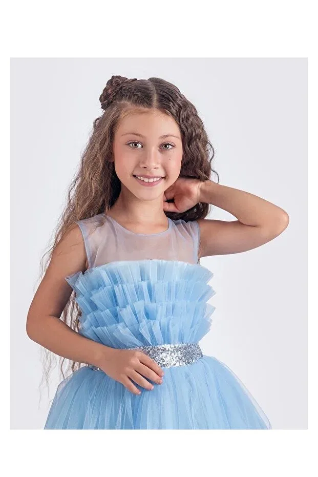 Детское платье для девочек с пайетками Kt Pera Baby, Baby Blue — фото 4
