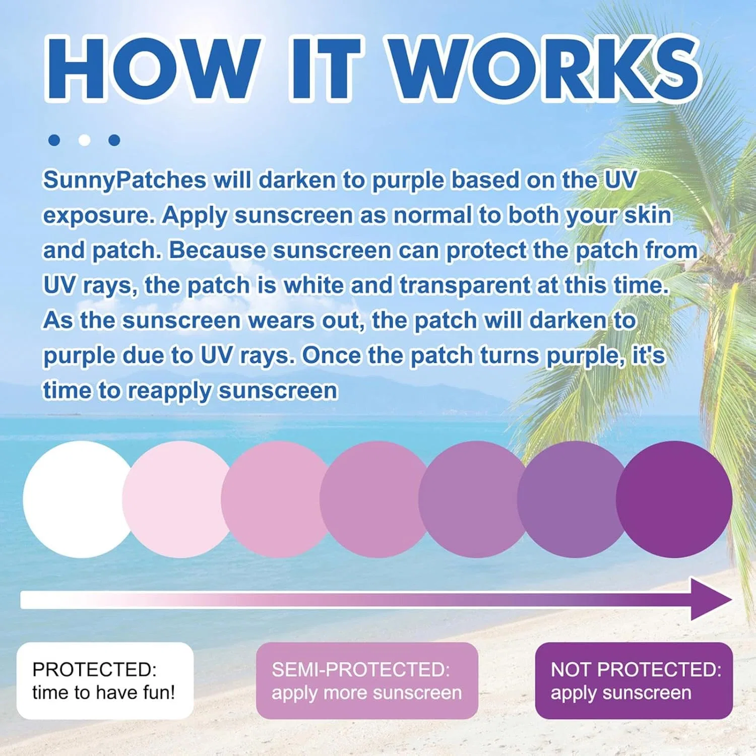 UV-детектор Sunscreen Stickers OneV FT, 80 шт, мультиколор — фото 3