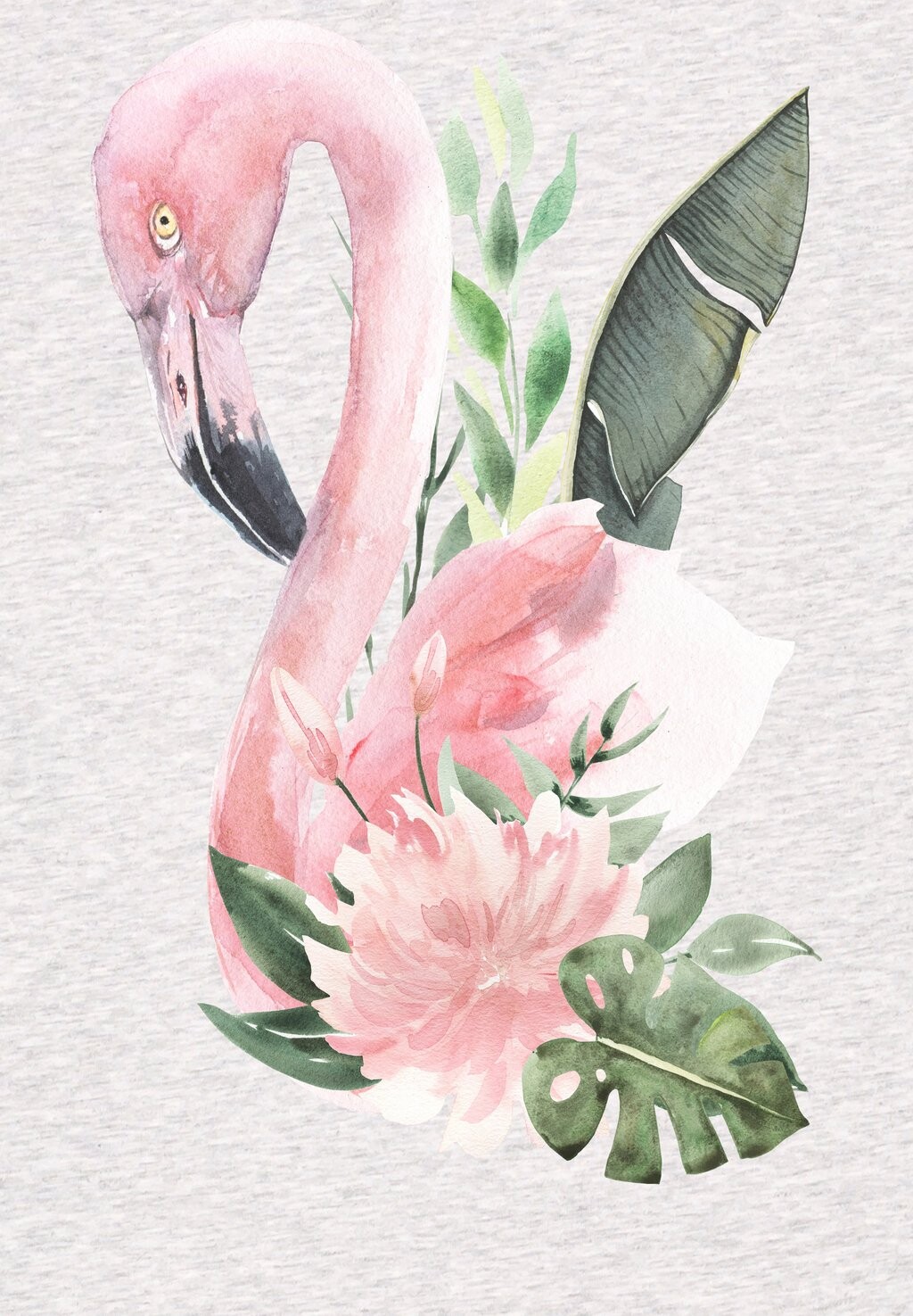 

Футболка с принтом FLAMINGO MIT BLUMEN watapparel, цвет Mottled Light Grey