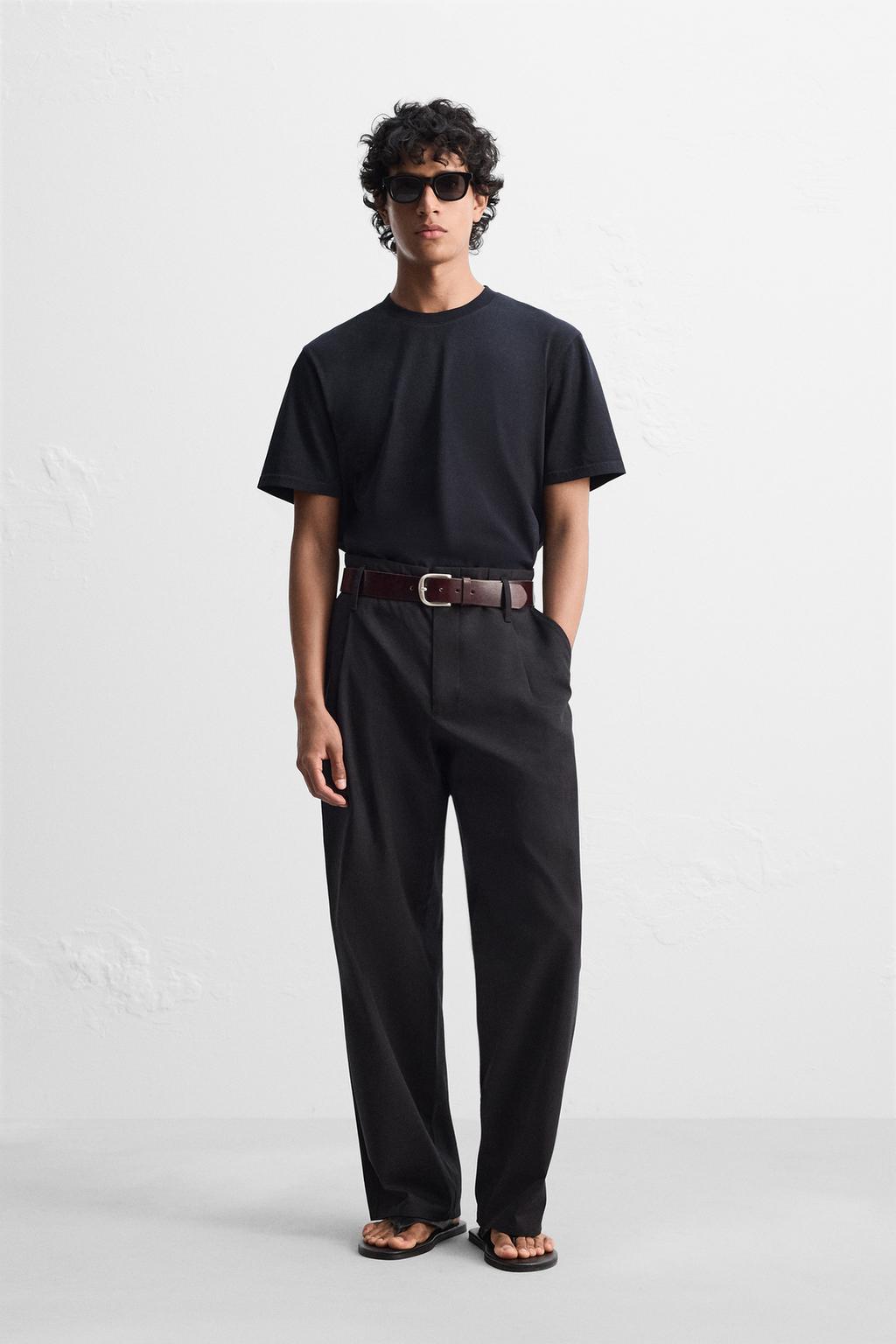

Широкие брюки из хлопка и вискозы ZARA, черный