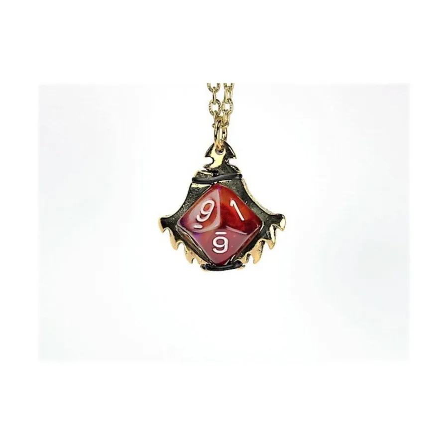 

Подвеска с зубчатым лезвием d10 с золотой отделкой, Dice Jewelry - Necklaces (Chessex)