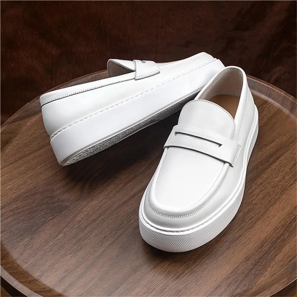 Лоферы мужские кожаные белые, Oxfords, White DHFIRUFSHLO — фото 2