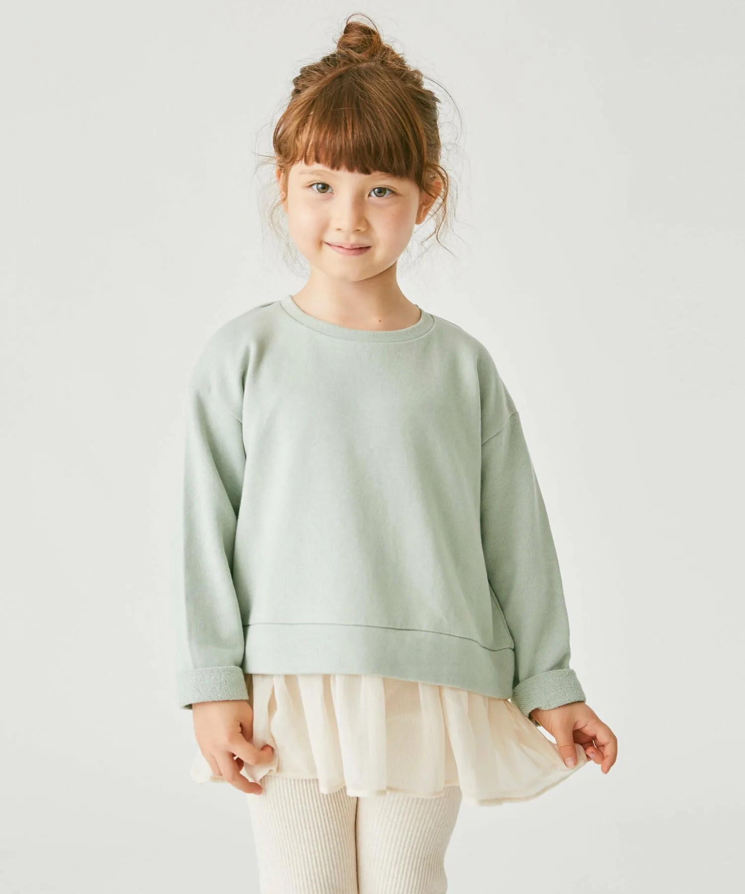 Свитшот рюшистый верх Ever Closet, Mint Beige