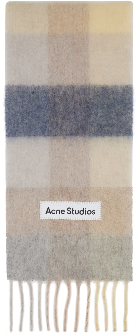 

Шарф из мохера в серо-коричневую клетку Acne Studios