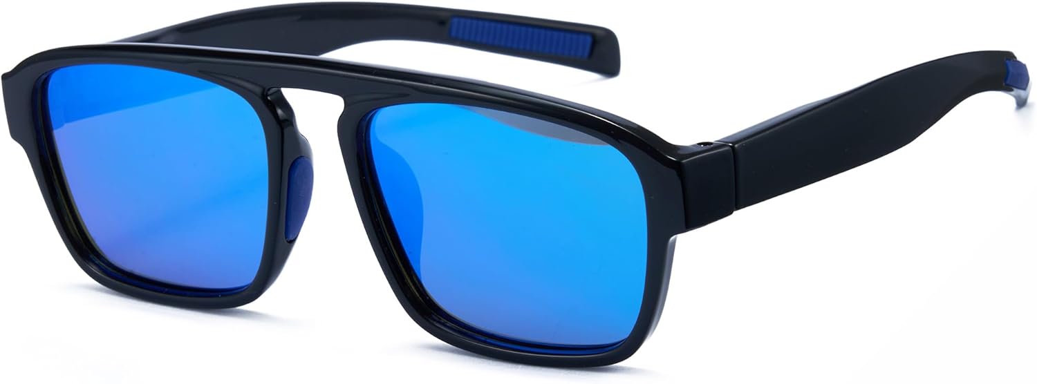 

Поляризованные солнцезащитные очки Cyxus для мужчин и женщин, квадратная легкая оправа из материала TR90 с антибликовым покрытием, для вождения, рыбалки и других видов спорта на открытом воздухе, Glossy Black/Blue-1347