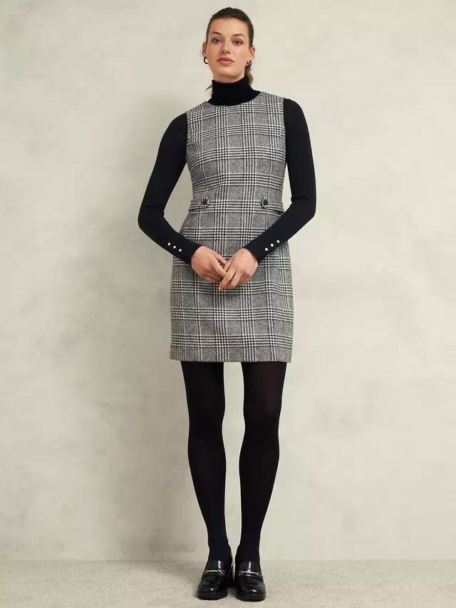 

Платье Hobbs Brea Check Wool, цвет black/white