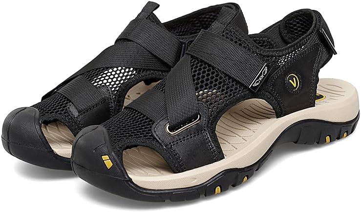 

Мужские походные спортивные туфли AQIXIDX, повседневные модные кожаные сандалии, дышащие легкие пляжные туфли, черный