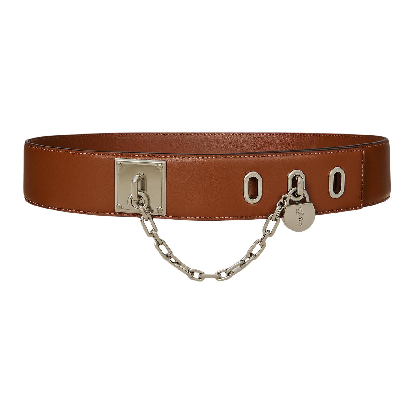 

Ralph Lauren Кожаный женский ремень из коровьей кожи коричневый шириной 4,4 см, Brown