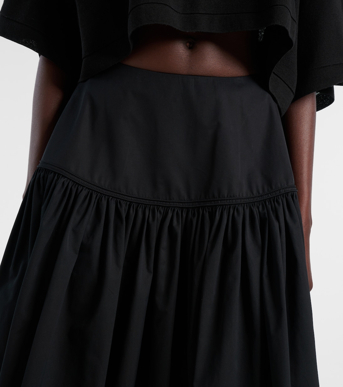 Юбка макси из хлопкового поплина со сборками Alaïa, Noir Alaia — фото 4
