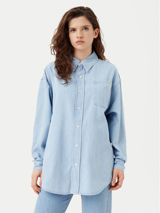

Рубашка джинсовая большого размера J20J225010 Calvin Klein Jeans, голубой