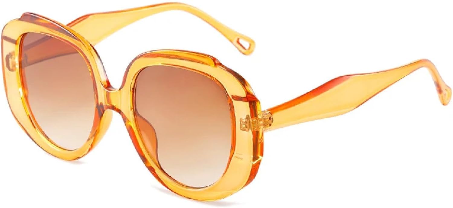 

Классические винтажные солнцезащитные очки в овальной оправе с большой оправой для женщин и мужчин, модные, роскошные, для летних путешествий, с защитой от УФ-излучения UV400 TKKTLLT, Tea Gradient Tea