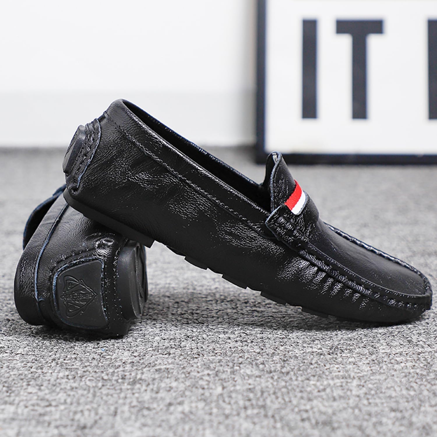Мужские мокасины Dacnakby Penny Loafers, лоферы, слипоны с красно-белой полоской, повседневная обувь на плоской подошве, лодочные туфли — фото 2