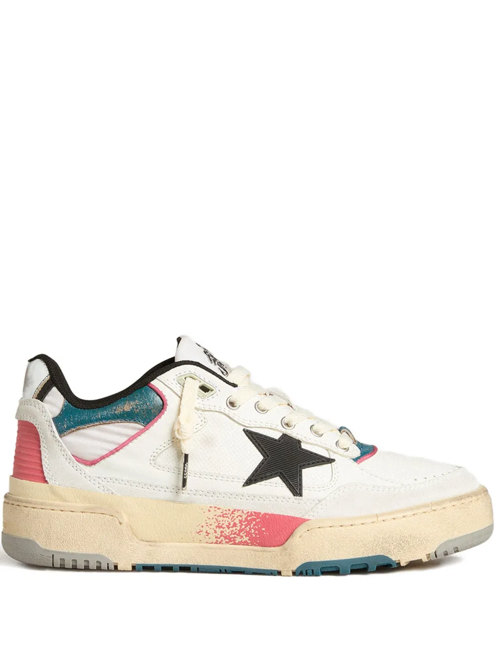 Кожаные низкие кеды на шнуровке GOLDEN GOOSE, нейтральный