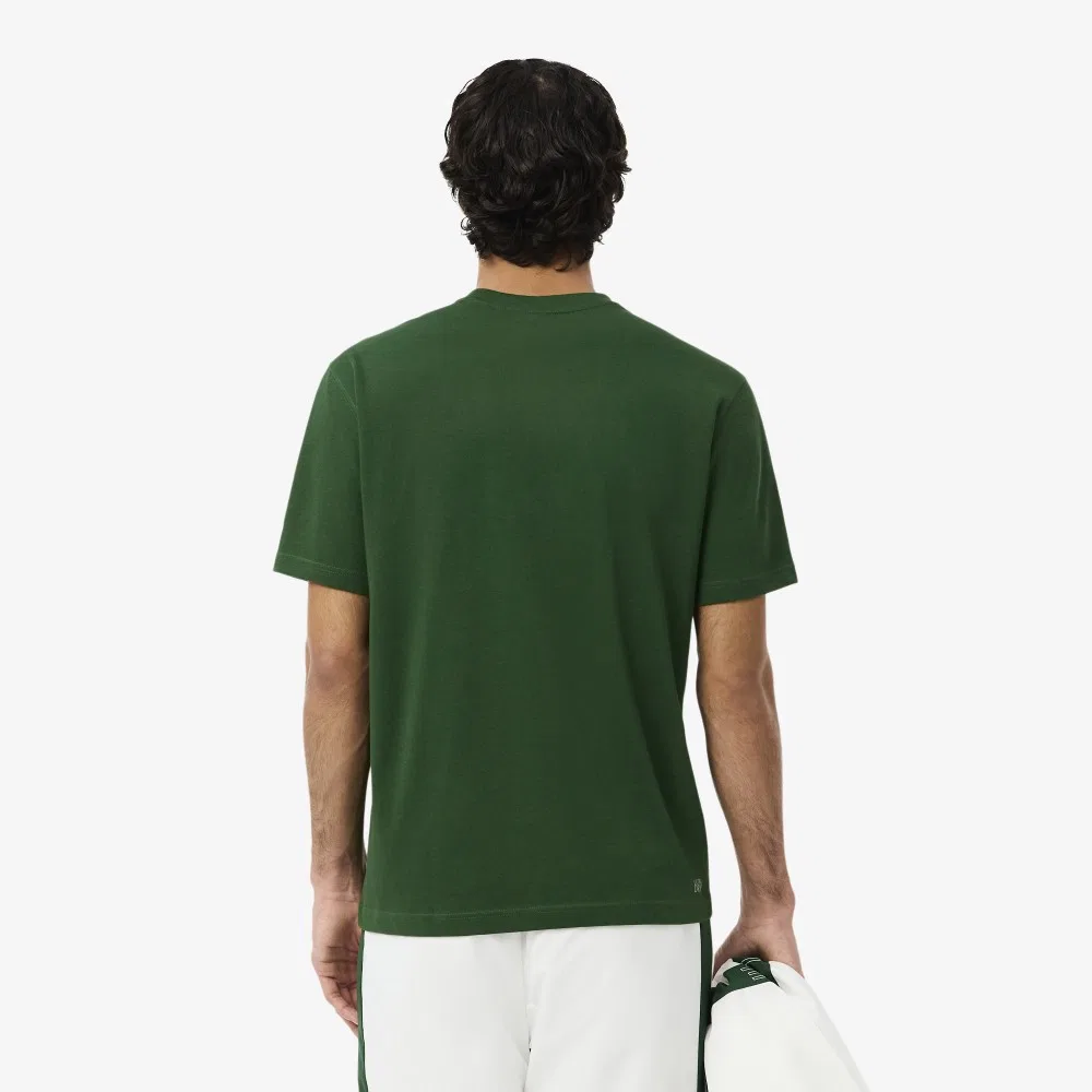 Мужская базовая тренировочная футболка зелёная от Lacoste — фото 3