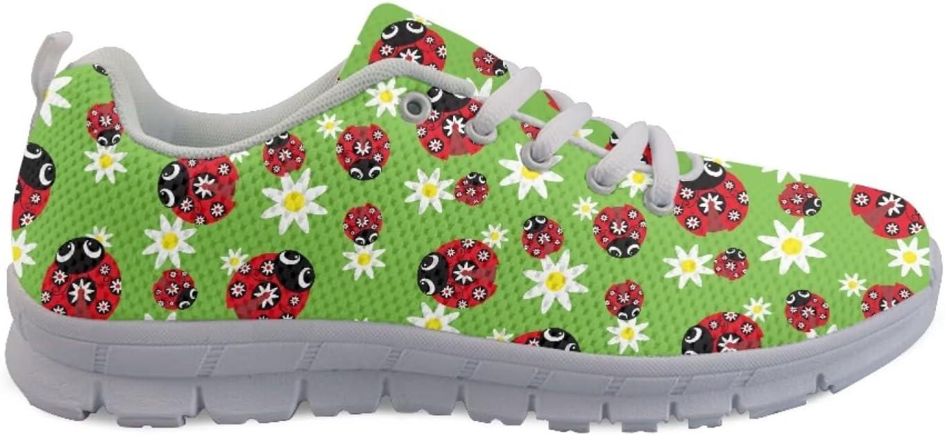

Кроссовки Forchrinse для мужчин и женщин, нескользящие повседневные спортивные обувь, Red Ladybird Flower Print
