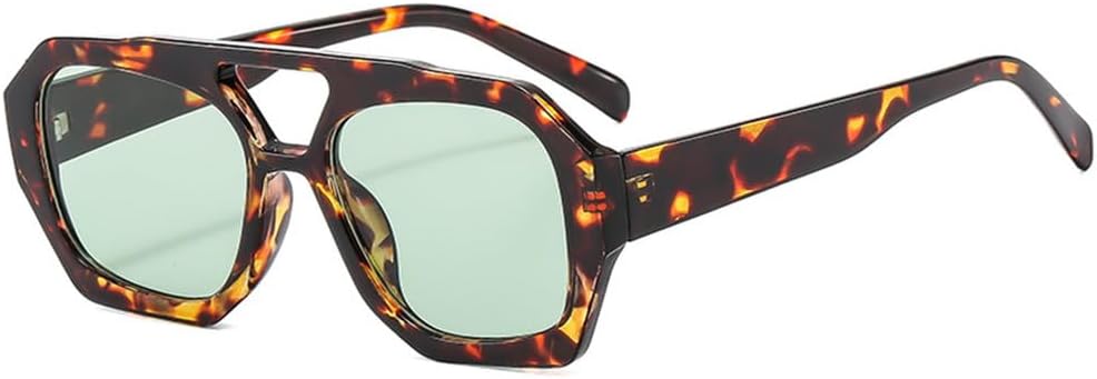 

Винтажные солнцезащитные очки для женщин и мужчин в толстой оправе, модные женские многоугольные солнцезащитные очки с леопардовым принтом, синие, с защитой от УФ-излучения UV400 KTUCN, 12