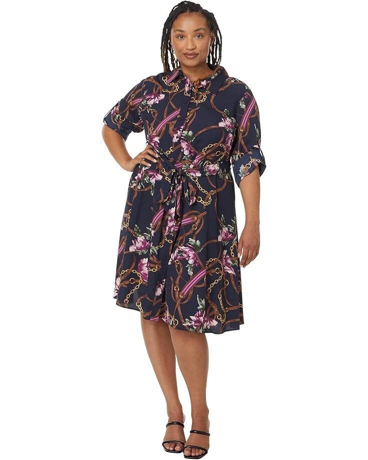 

Платье Lauren Ralph Lauren Plus Size Print Crepe Shirtdress, цвет Navy Multi 1