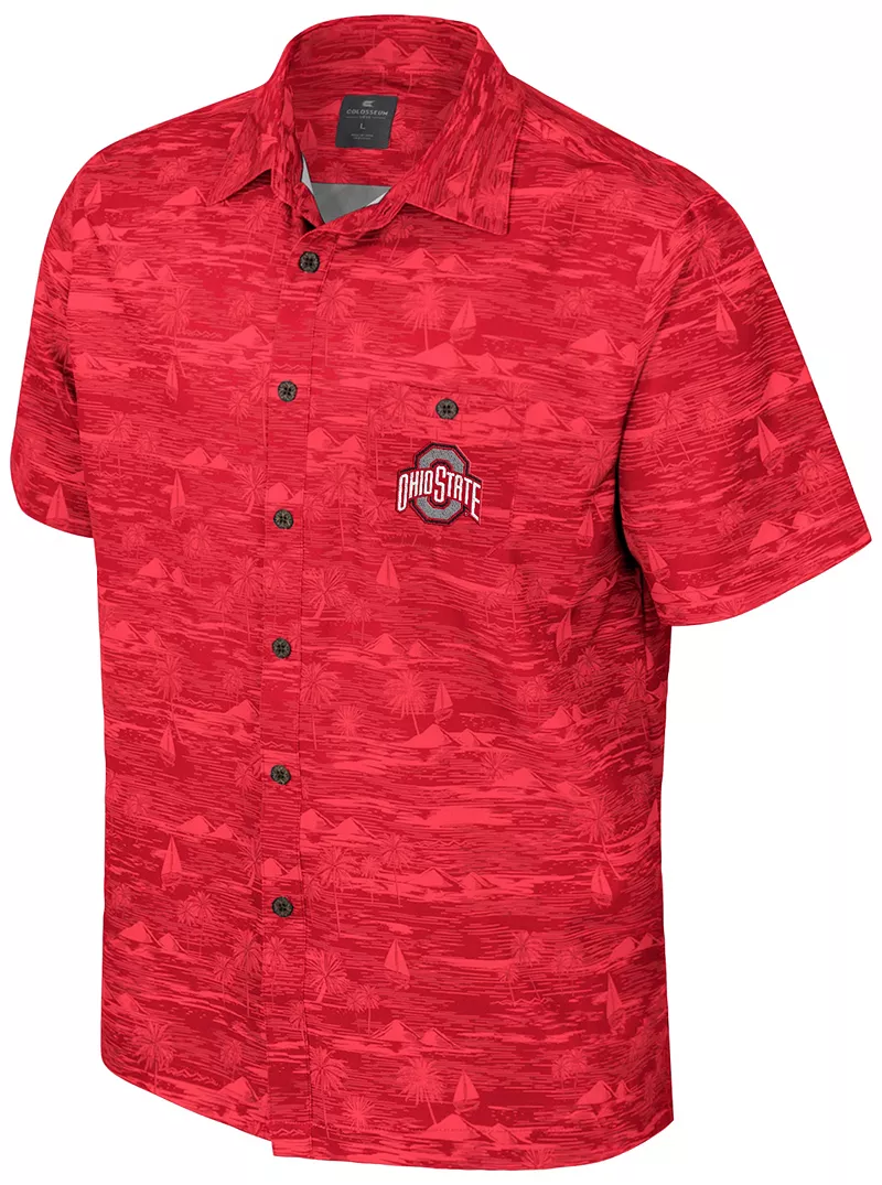 

Мужская красная рубашка на пуговицах Colosseum Ohio State Buckeyes Ozark Camp