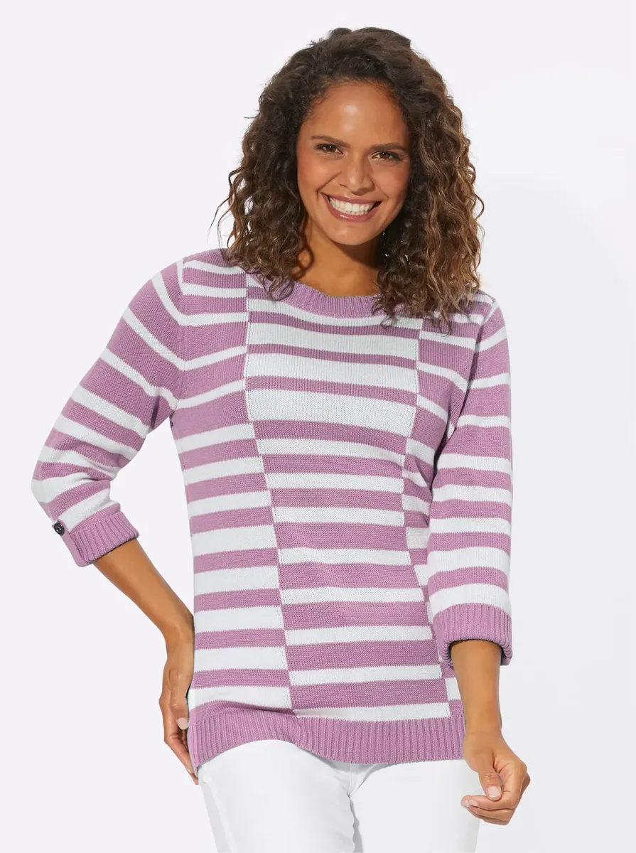 

Casual Looks Полосатый свитер "Пуловер", цвет Orchidee-Weiß-Gemustert