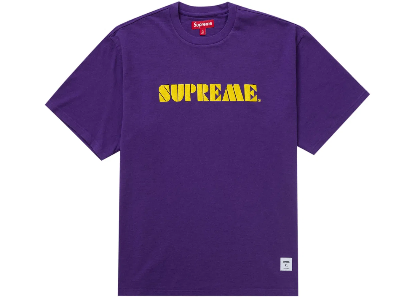 Мужская футболка с принтом Supreme Stencil Embroidered S/S Top, Purple