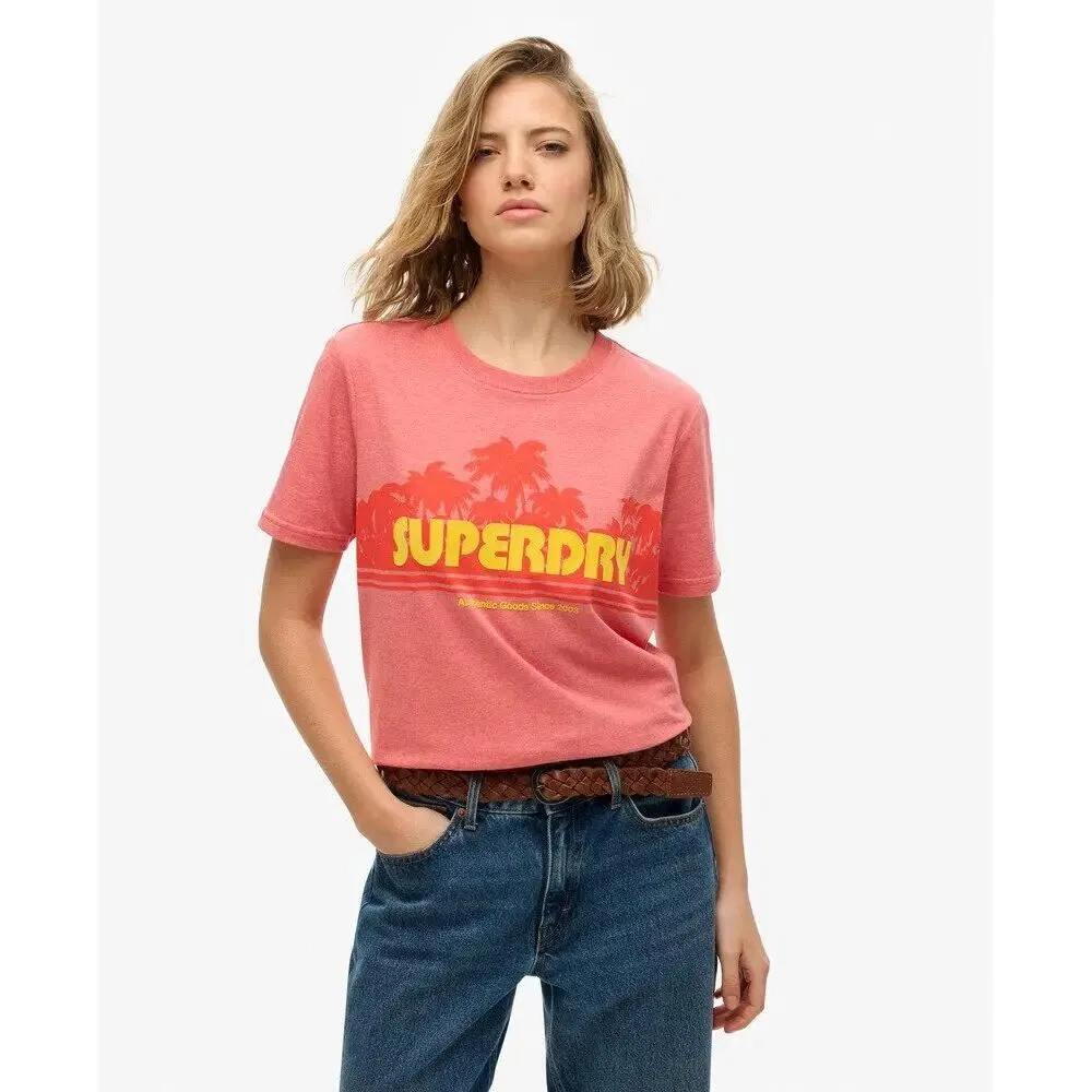 Женская полосатая футболка Superdry, Rot Korallenrosa — фото 3