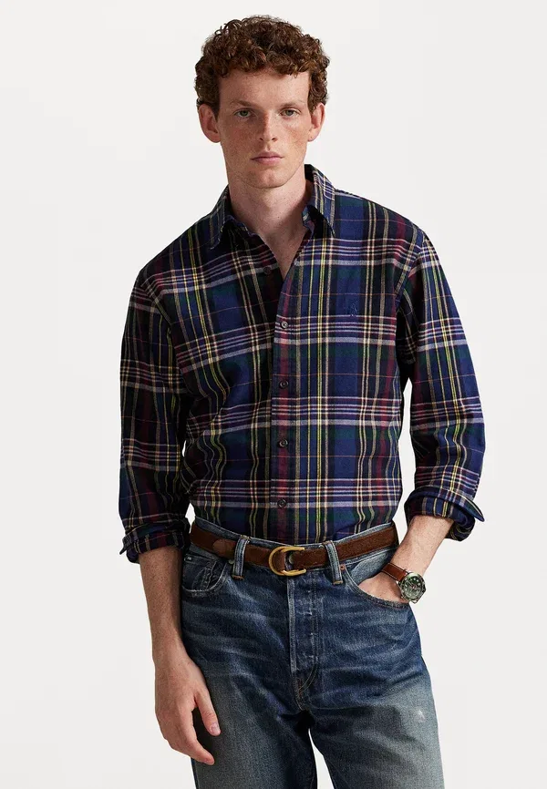 Рубашка с клеткой Custom fit plaid oxford shirt Polo Ralph Lauren, темно-синий Wine Multi