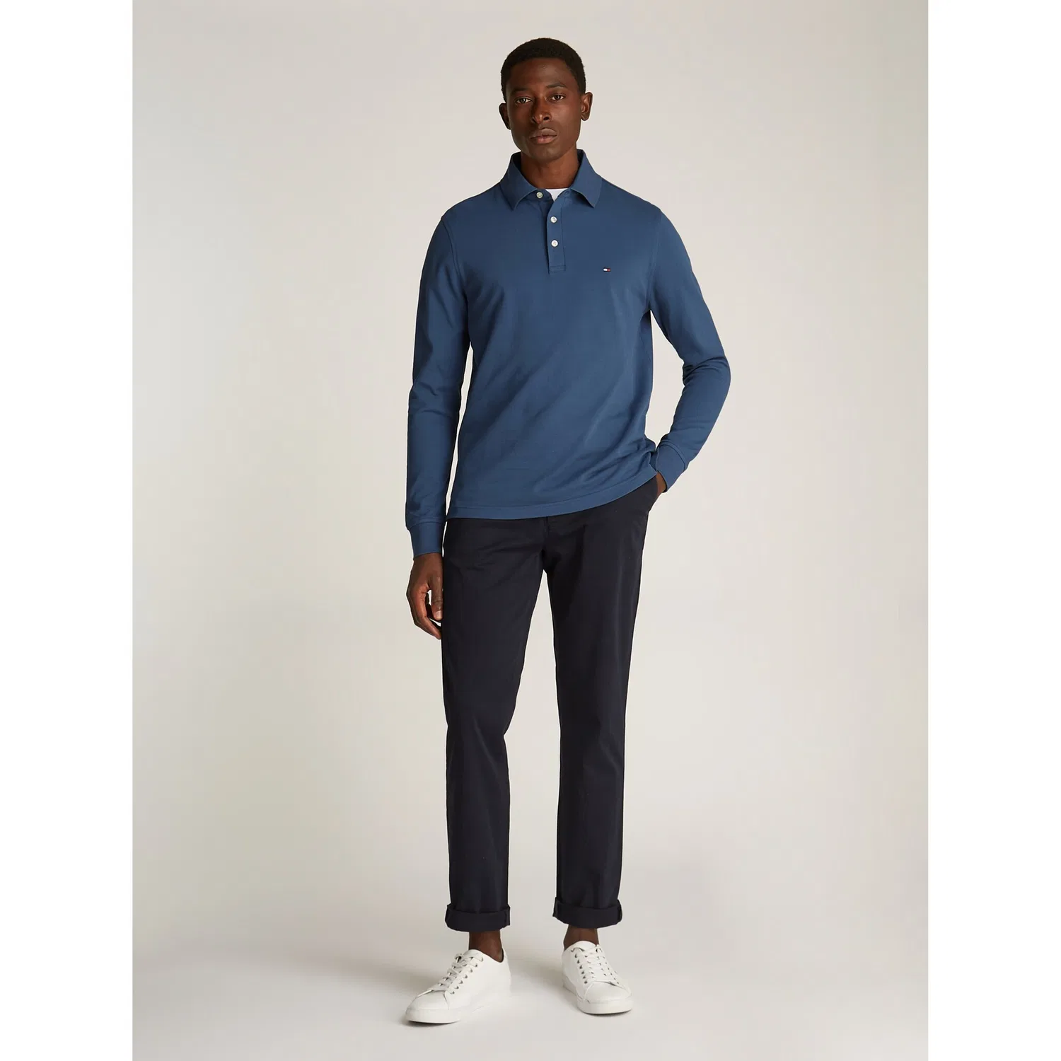 Мужское поло с длинным рукавом 1985 Slim Tommy Hilfiger, Aegean Sea — фото 3