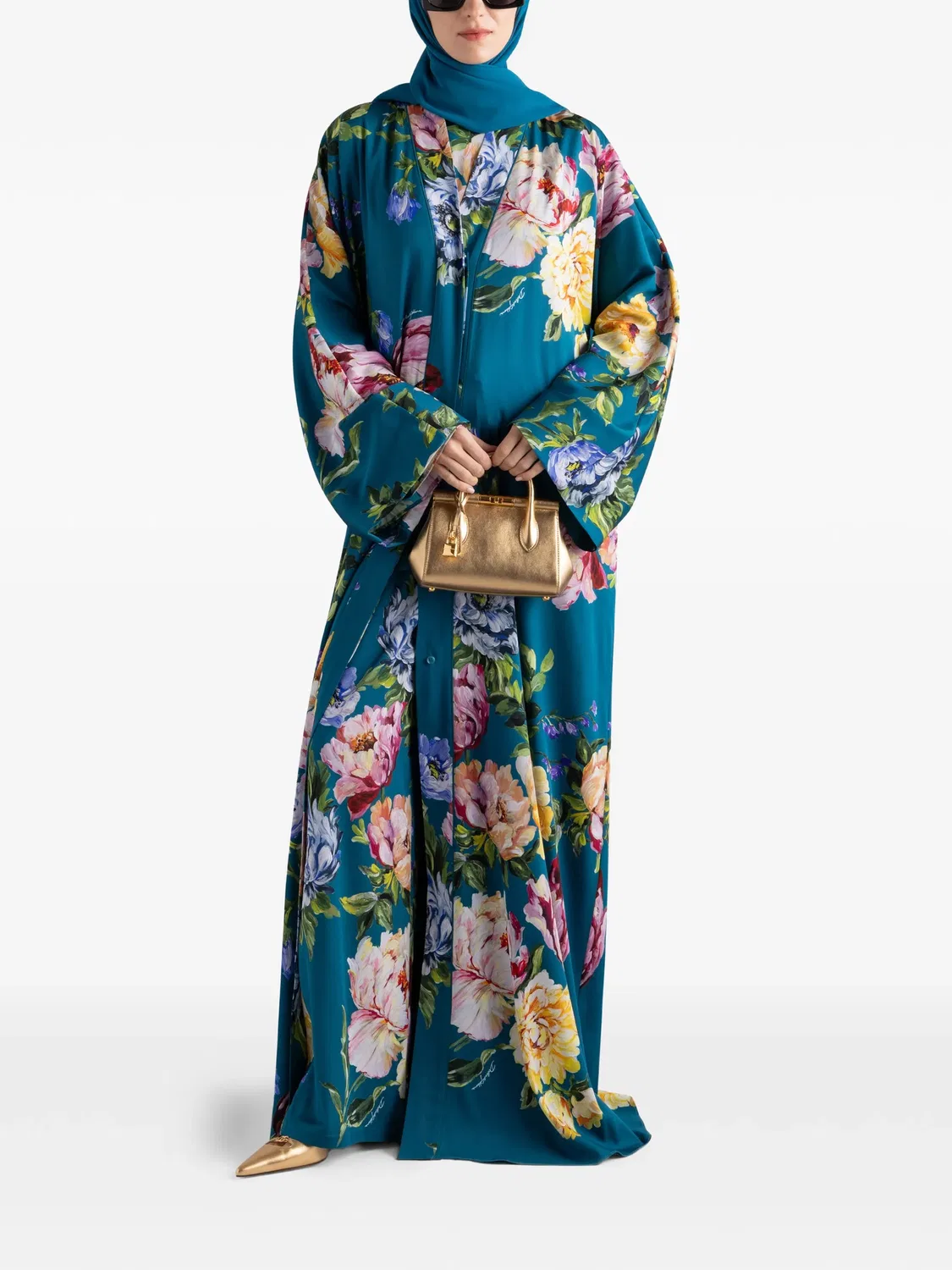 Брюки с кулиской и цветочным принтом Dolce & Gabbana, синий — фото 2