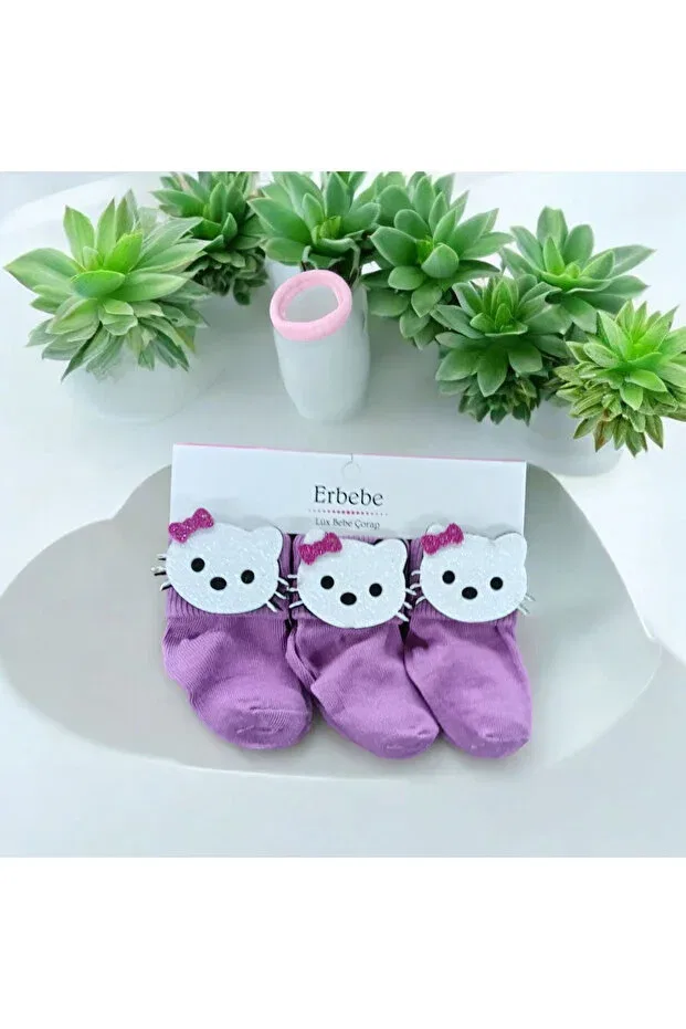 Детские носки для новорожденных с фигурками из фетра Özkardeşler Baby, Purple