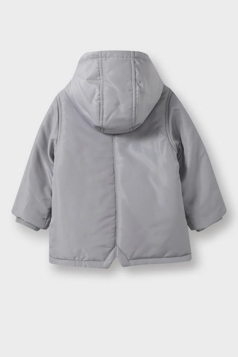 Куртка-пуховик с карманами Baby boy waterproof pockets buttons puffer jacket Defacto, серый — фото 3