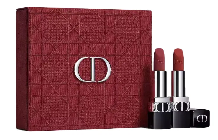 Женский комплект помад с бархатной текстурой Vivid Blue Gold Velvet Lipstick Duo, DIOR, Красный