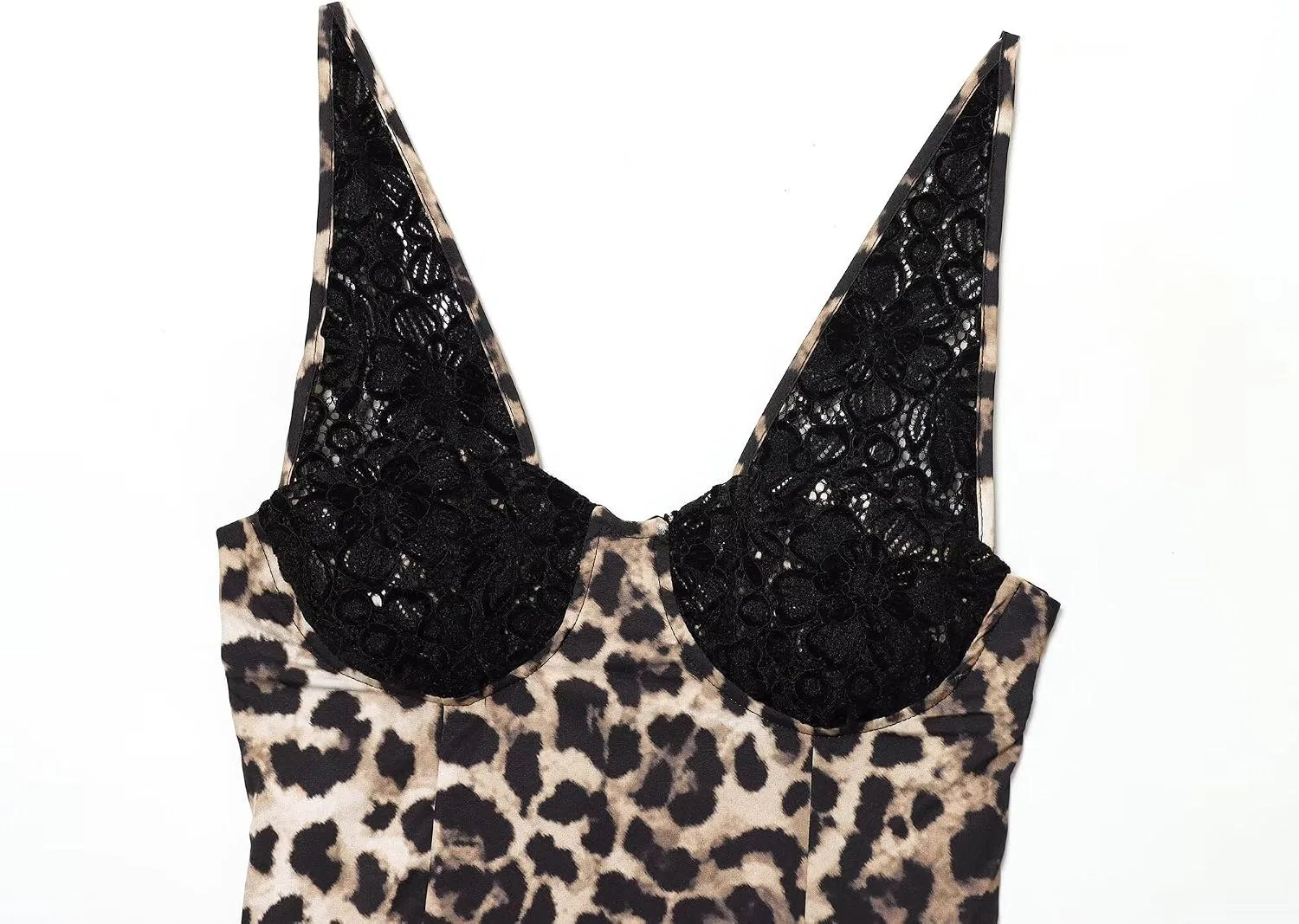 Женское облегающее платье с леопардовым принтом и кружевом, Leopard — фото 4