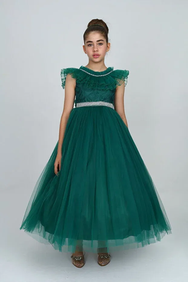 Детское платье для девочек без рукавов Asortix, Emerald Green — фото 2