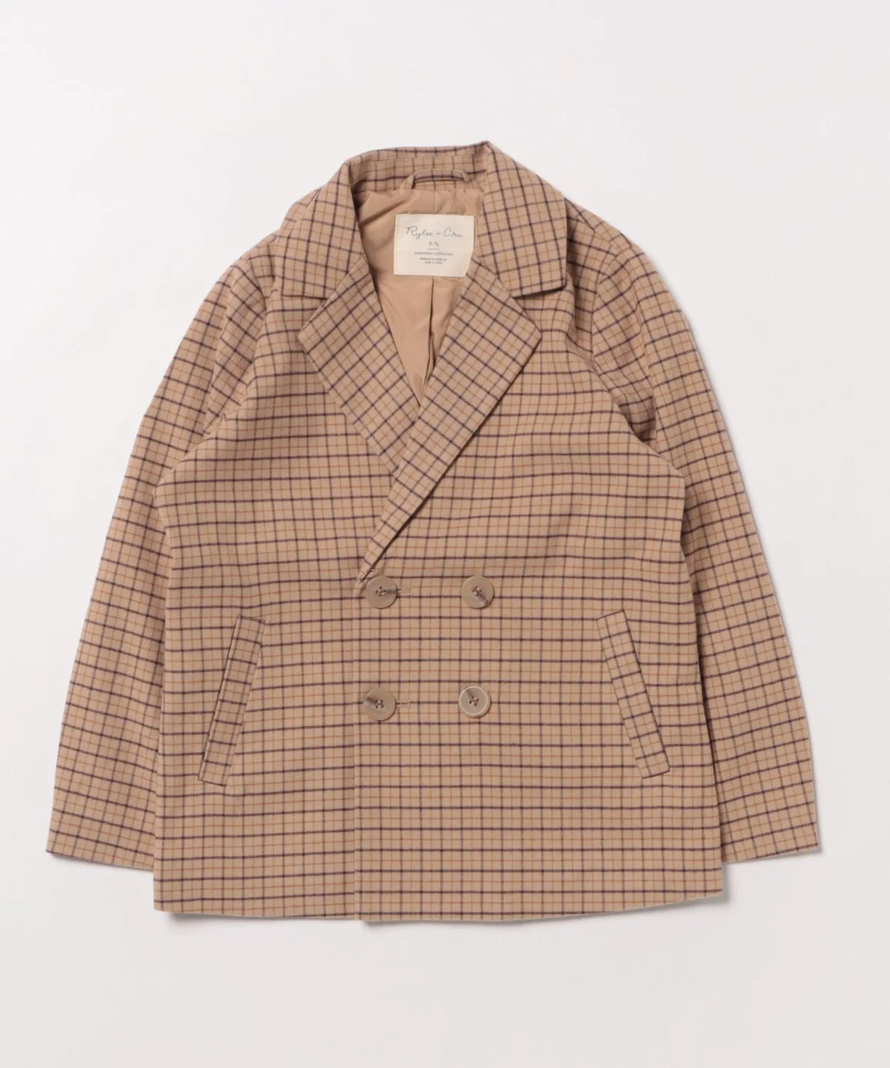 Детский комплект из свитера и брюк с принтом Rylee+Cru, Autumn Plaid Mag., Beige