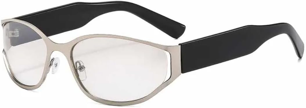 

Панк-тренд, крутые овальные солнцезащитные очки из полого металла для женщин, хип-хоп, люксовые, для мужчин, для активного отдыха, походов, с защитой от УФ-излучения UV400 TVTBBVV, Black Silver