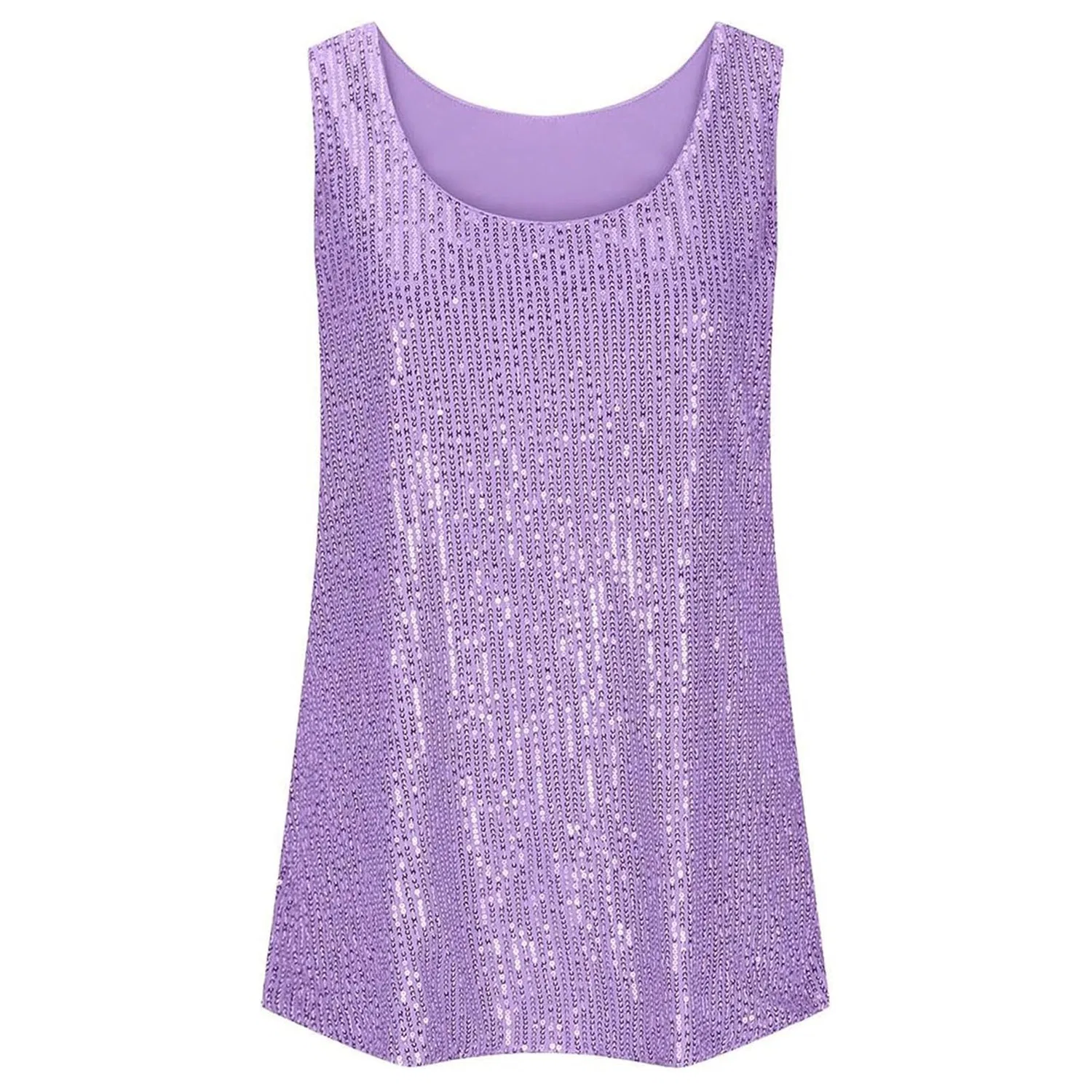 Женский топ без рукавов с блестками, Light Purple