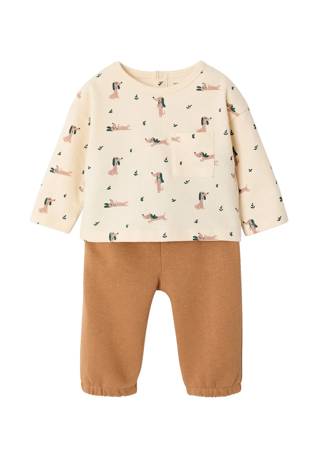Baby-Set с рубашкой и чулками - брюки Vertbaudet, Karamell