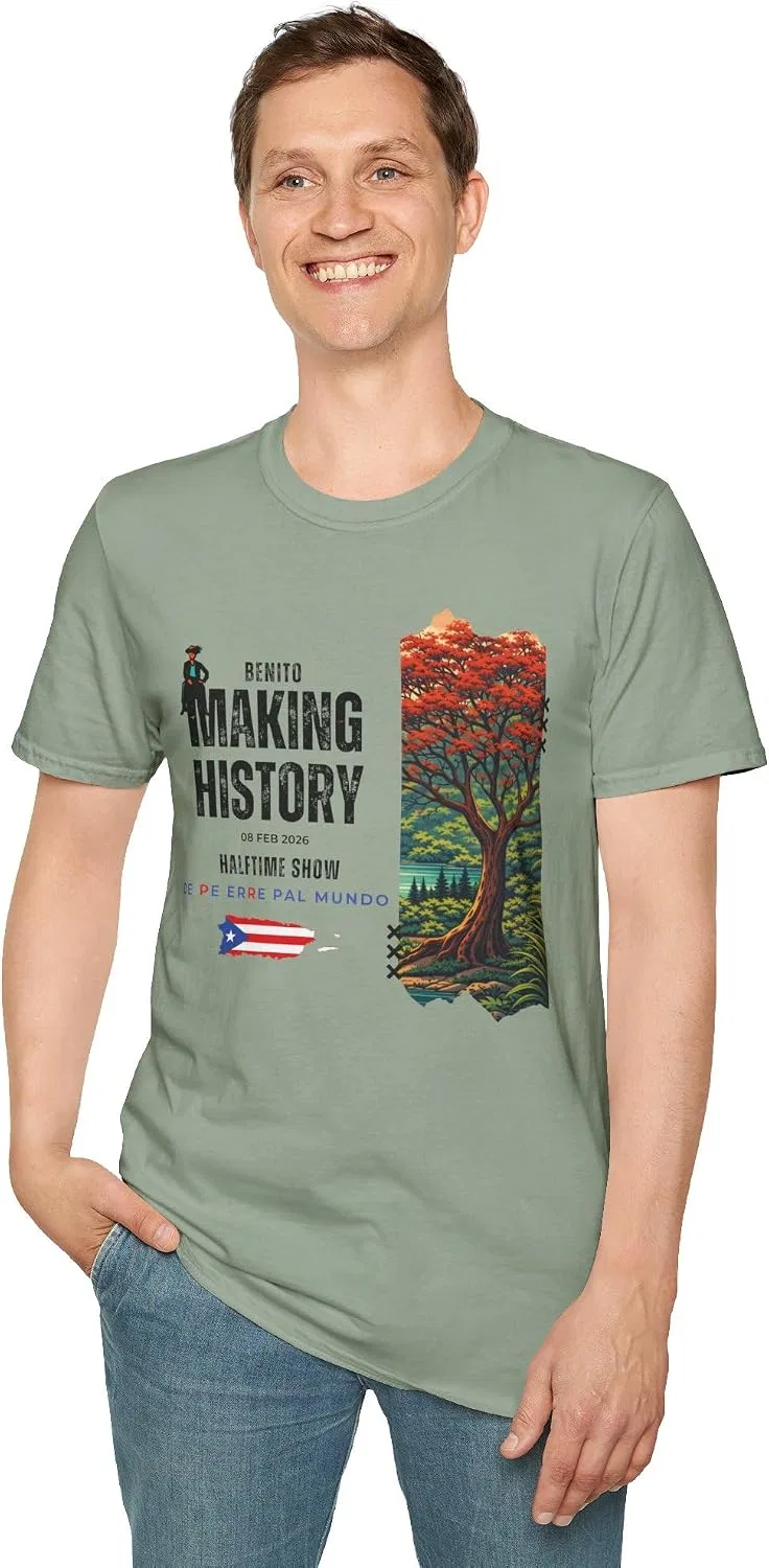 Мужская футболка с принтом Puerto Rico Football Shirt, шалфейно-зелёный — фото 2