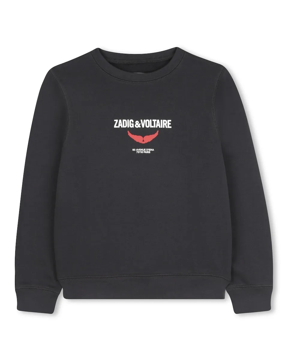 

Детская унисекс толстовка из хлопка Zadig & Voltaire, темно-серый