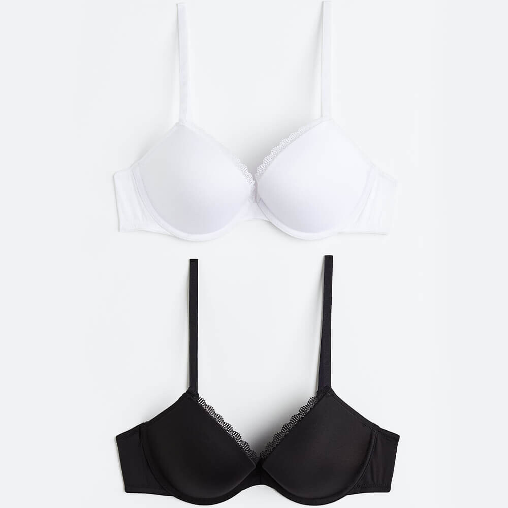 

Бюстгальтер пуш-ап H&M Microfiber, чёрный/белый
