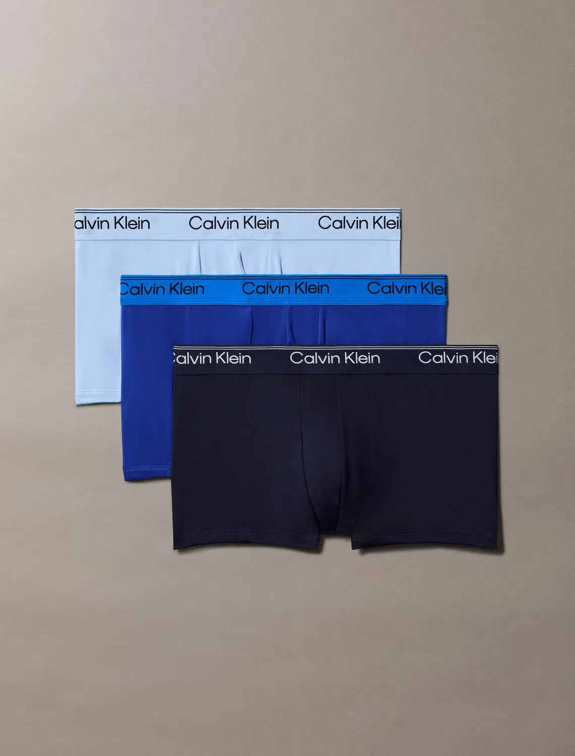 Трусы низкой посадки, 3 шт, микрофибра, Calvin Klein, синий