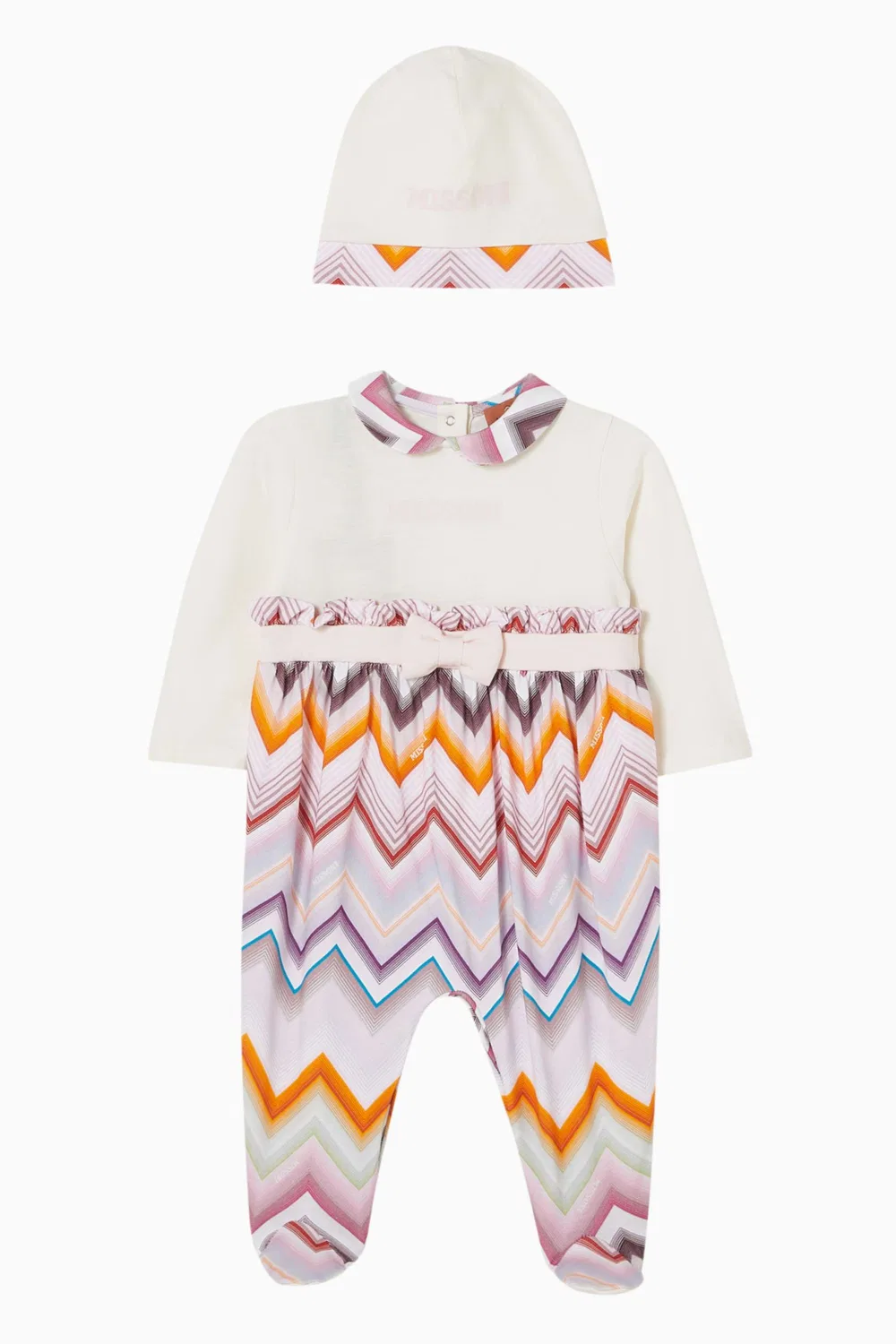 Комплект детской одежды с зигзаг-принтом из хлопка с шапочкой Missoni