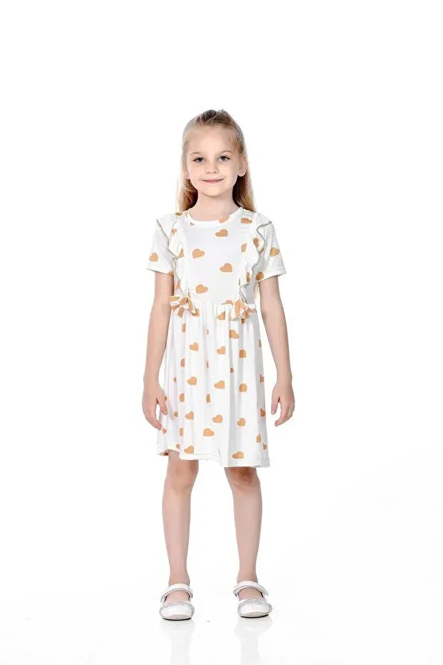 Детское платье для девочек с принтом Put-On-Out Işıl Kids, Camel Heart — фото 2